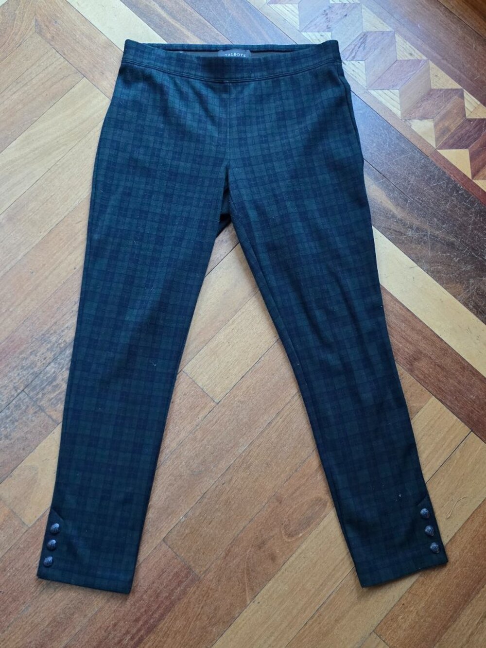 Talbots Navy/Green Plaid Stretch Skinny Ankle Pants Size Petite Small